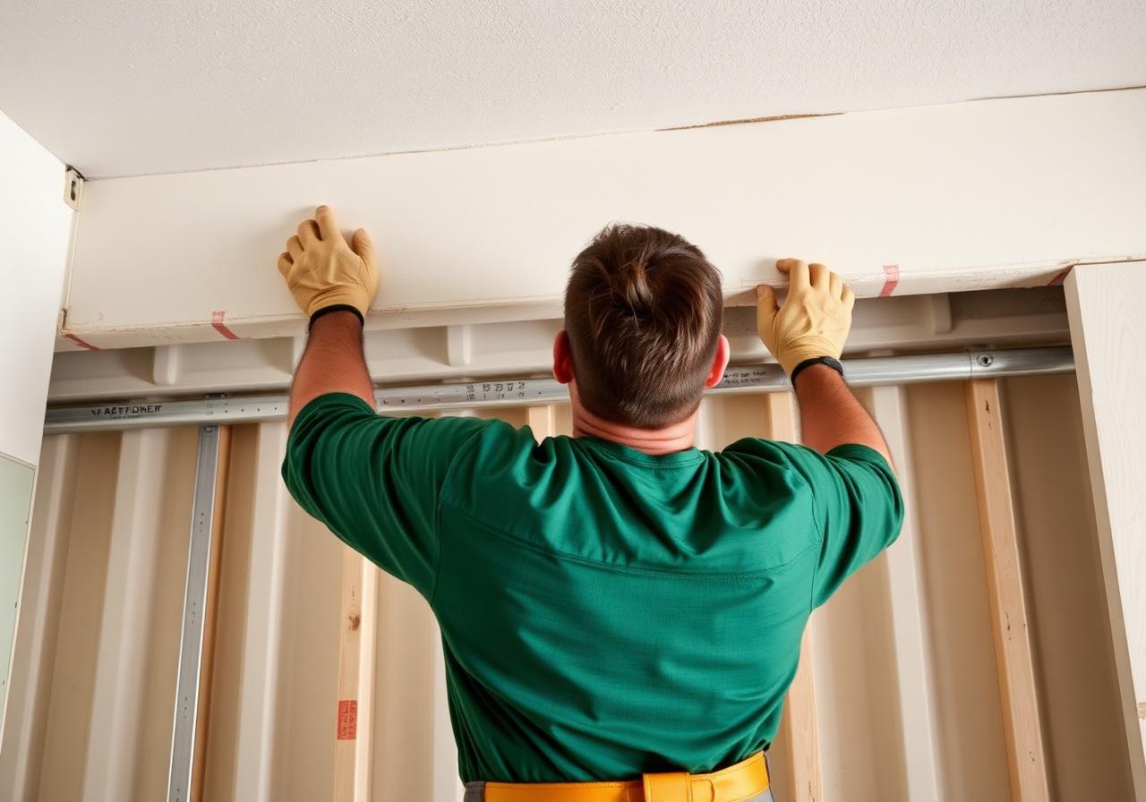 Instalación de placas de durlock en obra